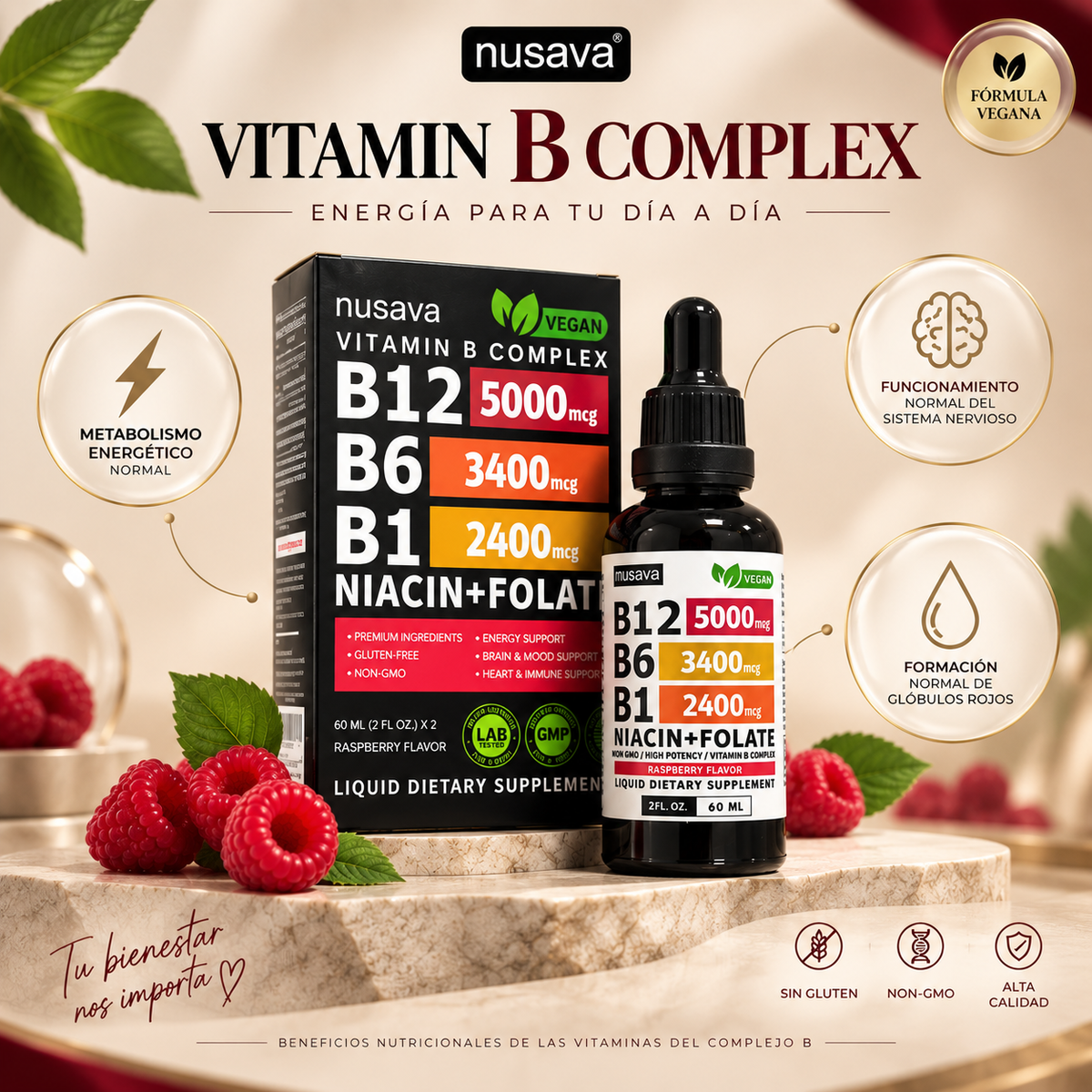 Nusava Vitamin B Complex: Complejo Vitamínico B de Alta Potencia
