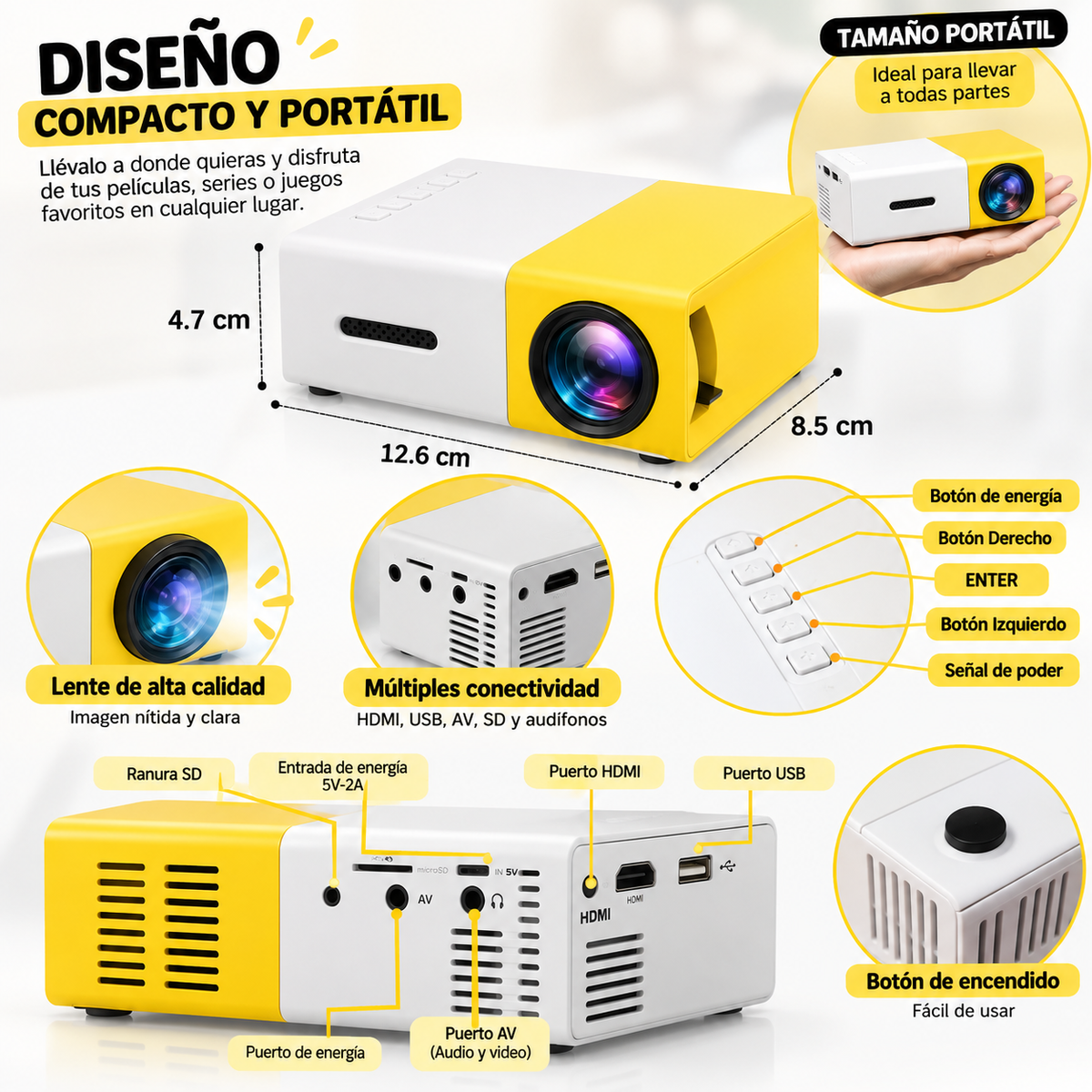 Mini Proyector LED Portátil HD | Convierte Cualquier Espacio en tu Propio Cine en Casa