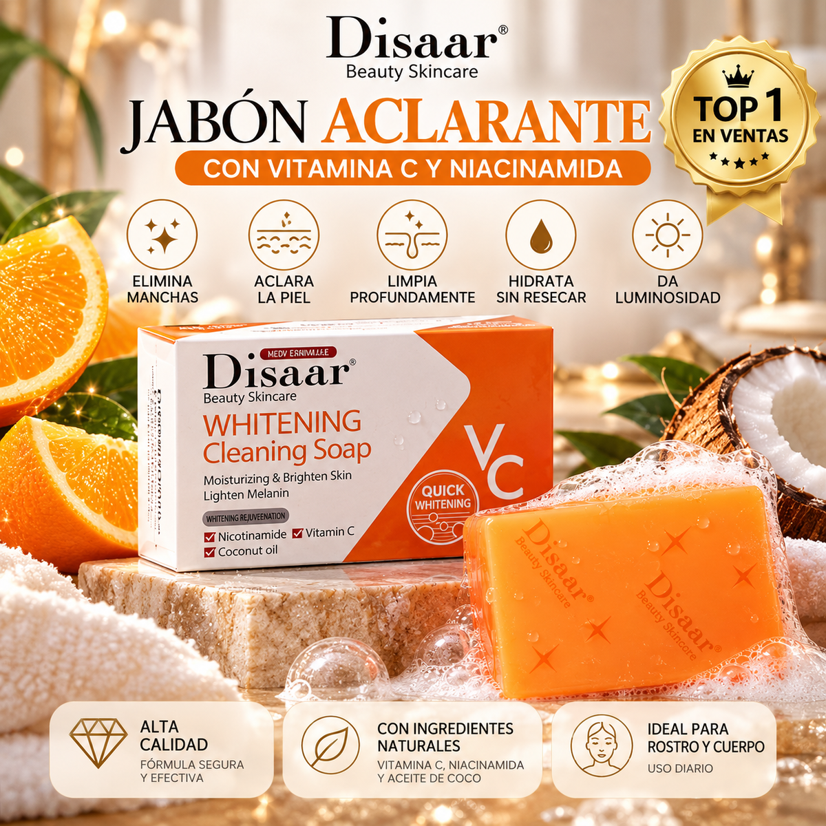 Disaar – Jabón Aclarante con Vitamina C y Niacinamida