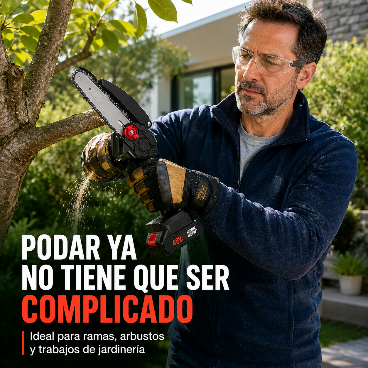 Mini Motosierra Inalámbrica 48V | Potencia y Control para Podas y Cortes
