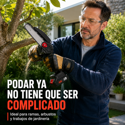 Mini Motosierra Inalámbrica 48V | Potencia y Control para Podas y Cortes