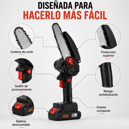 Mini Motosierra Inalámbrica 48V | Potencia y Control para Podas y Cortes