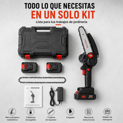 Mini Motosierra Inalámbrica 48V | Potencia y Control para Podas y Cortes