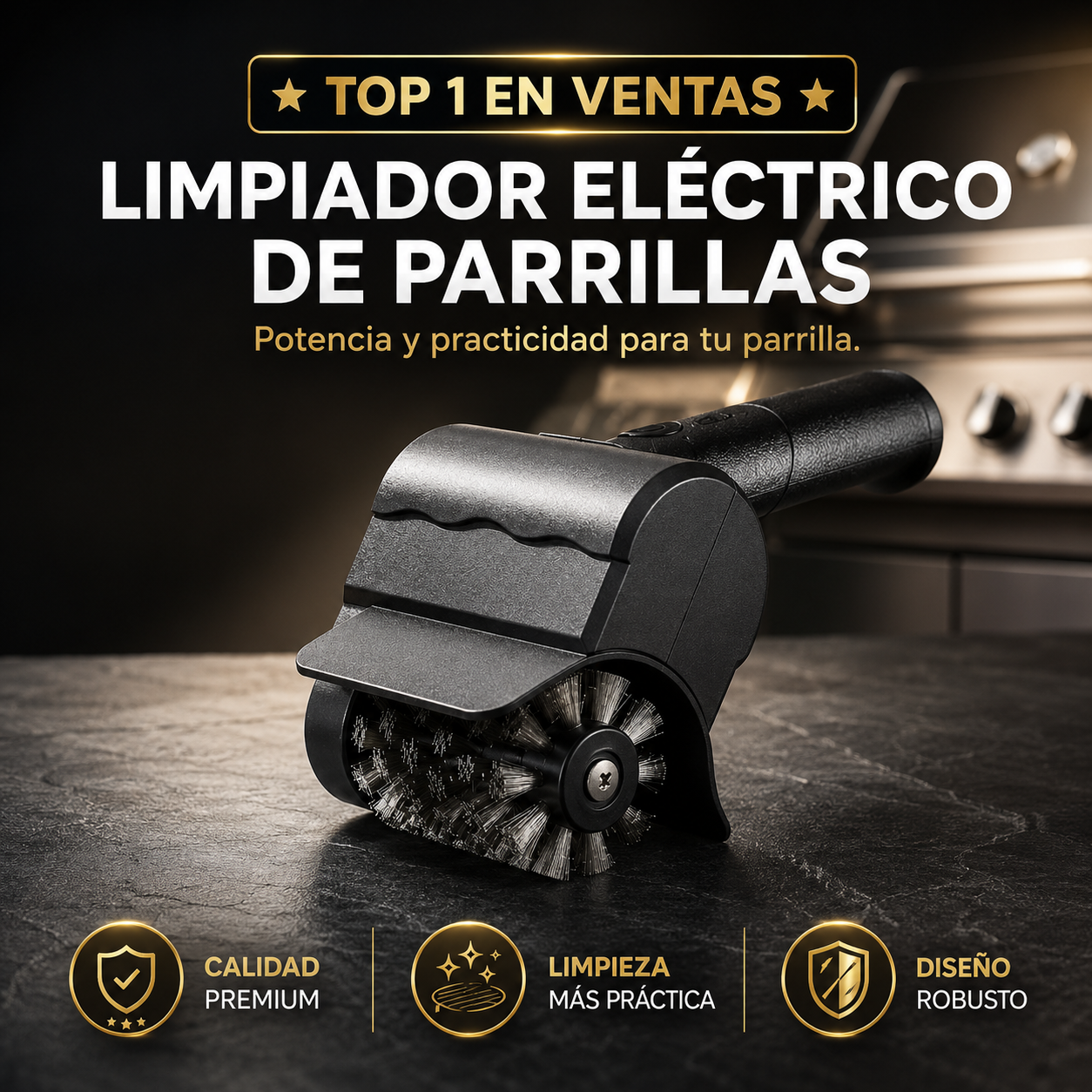 GrillClean Pro — Cepillo Eléctrico para Parrillas