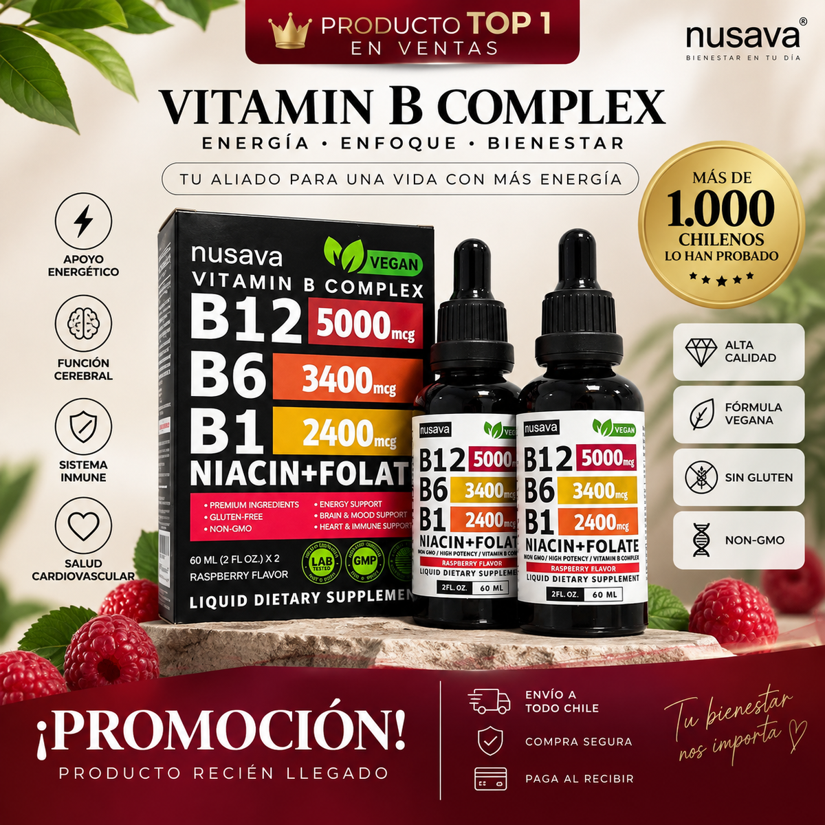 Nusava Vitamin B Complex: Complejo Vitamínico B de Alta Potencia