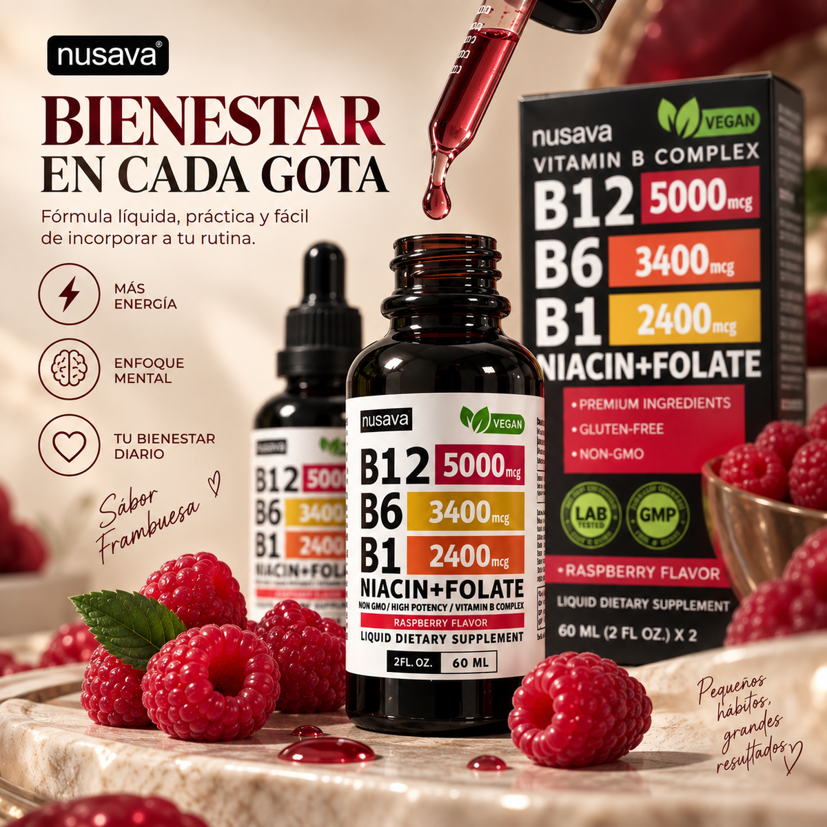 Nusava Vitamin B Complex: Complejo Vitamínico B de Alta Potencia