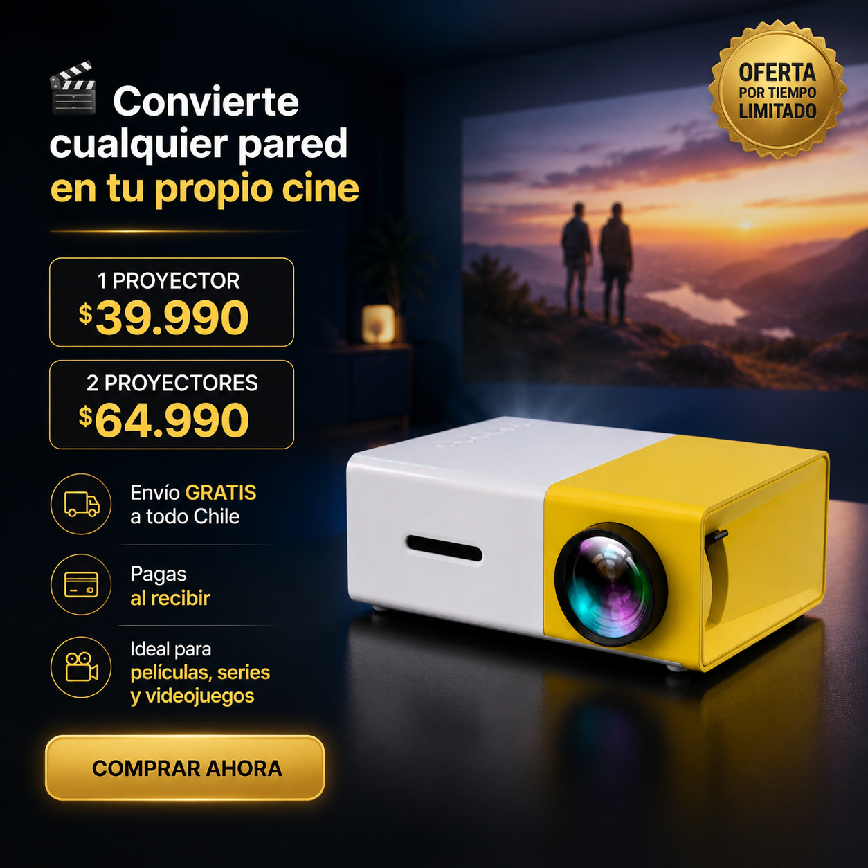 Mini Proyector LED: Disfruta una Pantalla Gigante en Casa