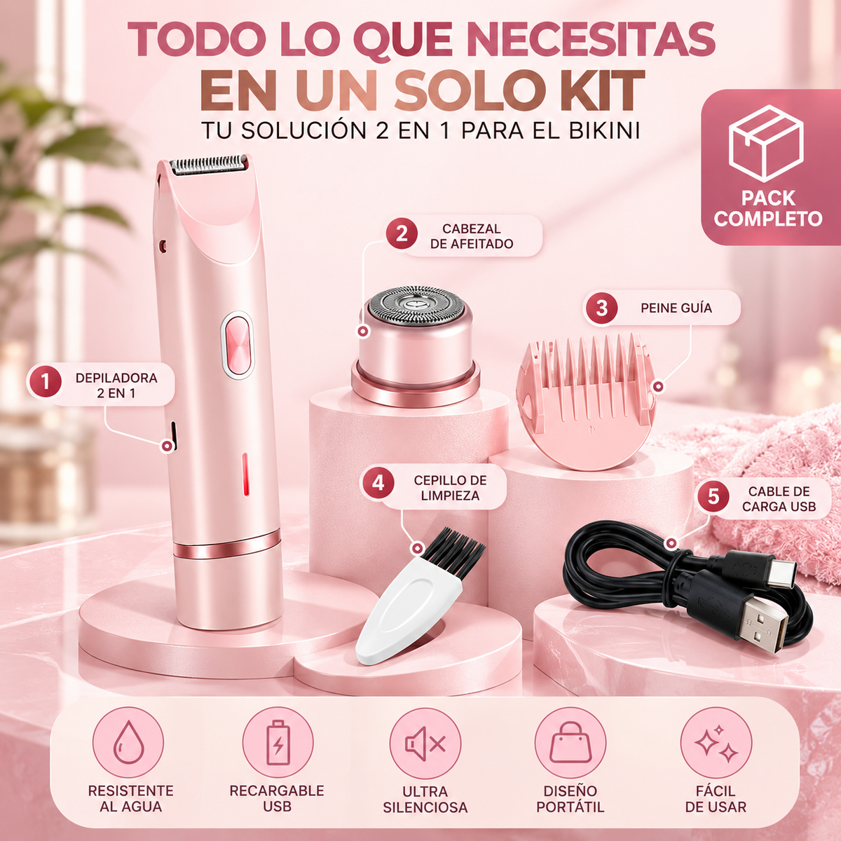 Depiladora Íntima Femenina 2 en 1 | Suavidad y Precisión