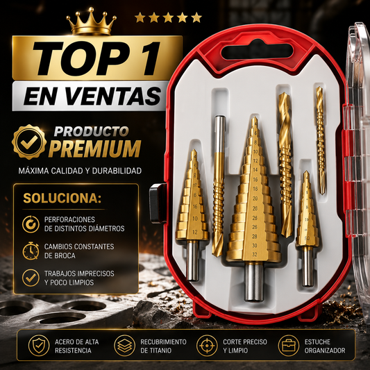 TitanDrill Pro™ | Set de Brocas Escalonadas 6 en 1