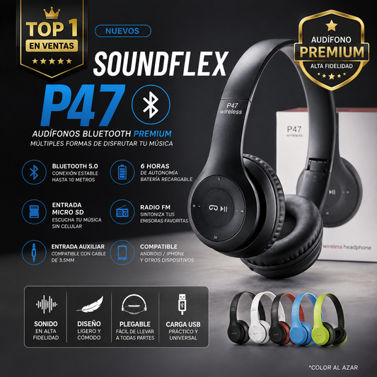 SoundFlex P47™ – Audífonos Bluetooth 4 en 1