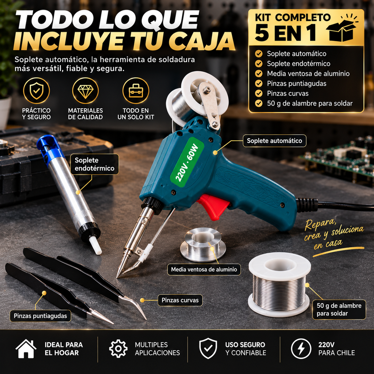 Pistola de Soldar Automática 5 en 1 – Soldadura Fácil con Una Sola Mano