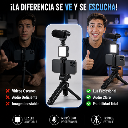 Tripode pro: Graba, Ilumina y crea contenido como un profesional