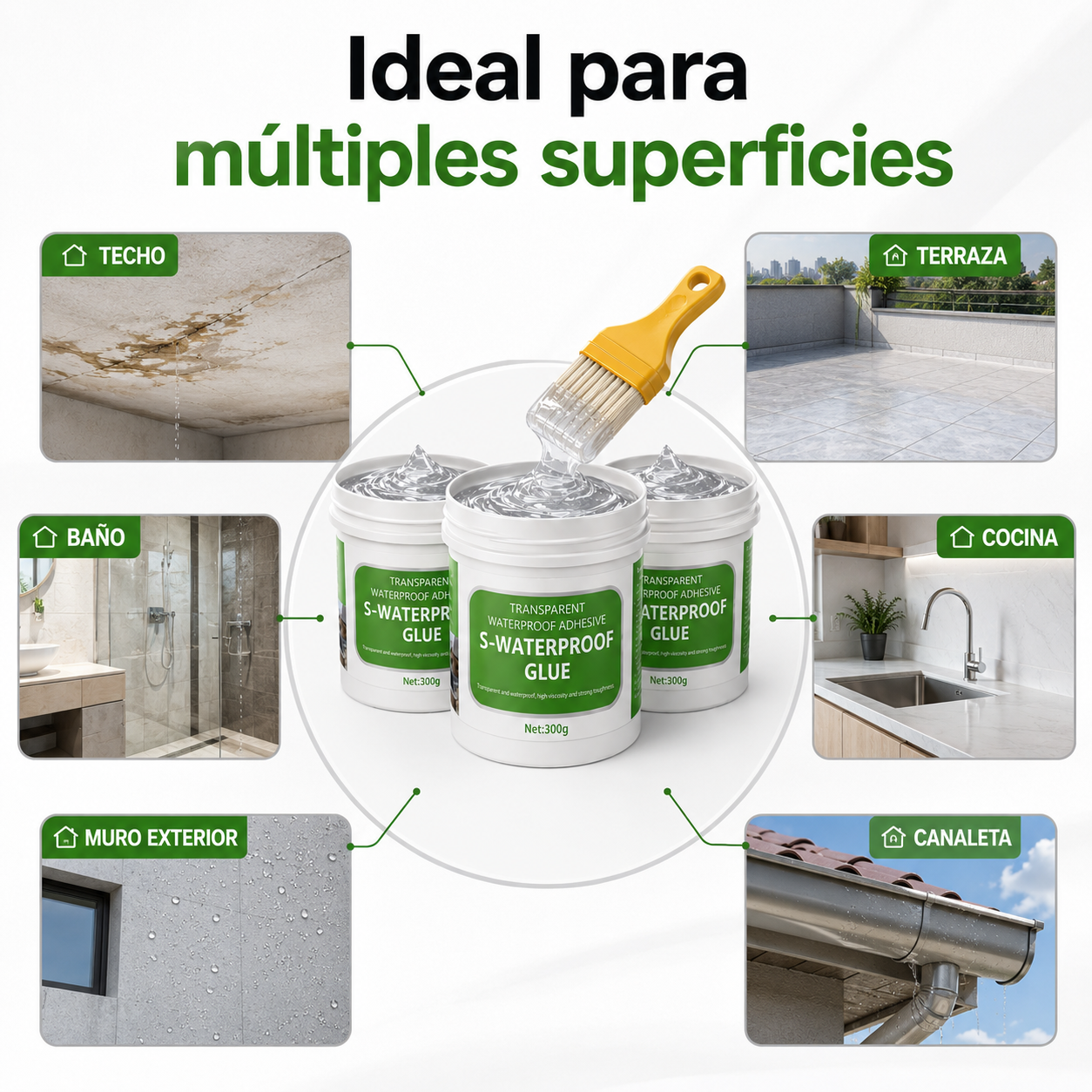 Pack 3 Selladores Impermeables Transparentes | Repara Filtraciones, Grietas y Humedad Fácilmente