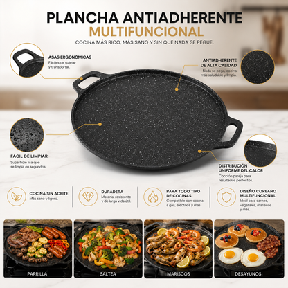 Plancha Antiadherente Multifuncional | Cocina Rápida, Uniforme y Sin Complicaciones