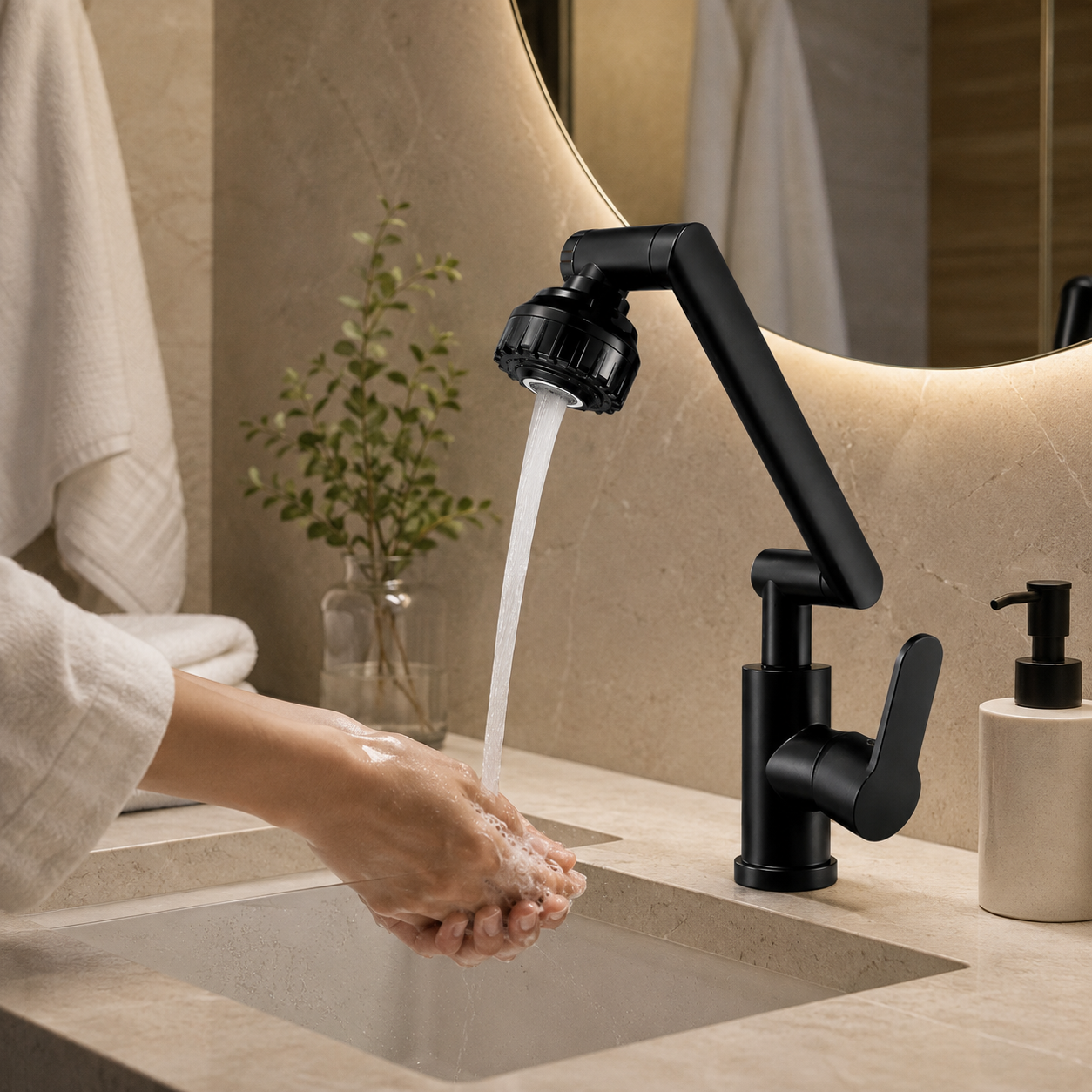 Grifo Extensible 360° con Doble Salida de Agua