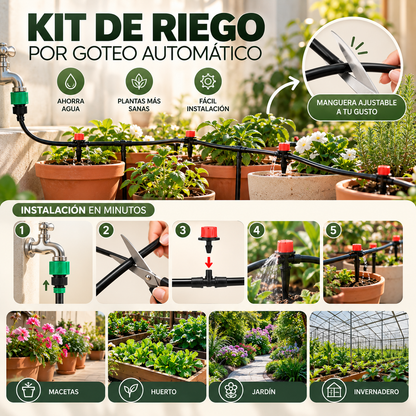 Kit de Riego por Goteo Automático 20M – Riega Fácil y Ahorra Agua