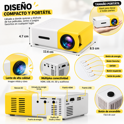Mini Proyector LED Portátil HD | Convierte Cualquier Espacio en tu Propio Cine en Casa