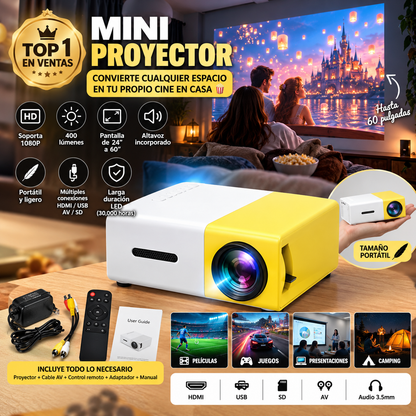 Mini Proyector LED Portátil HD | Convierte Cualquier Espacio en tu Propio Cine en Casa