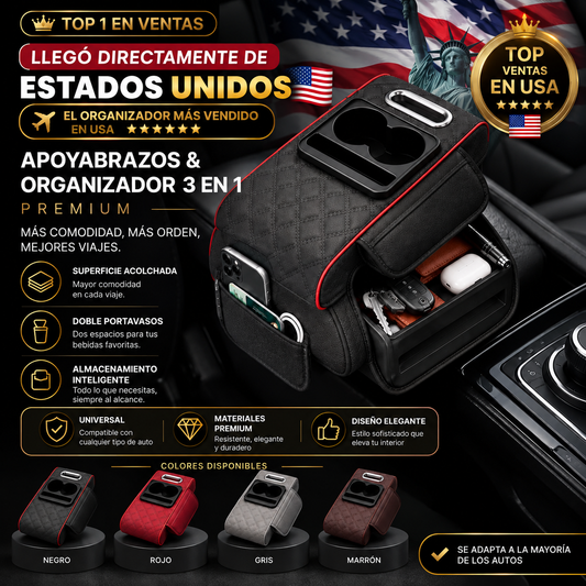 AutoComfort Pro™ – Apoyabrazos & Organizador 3 en 1