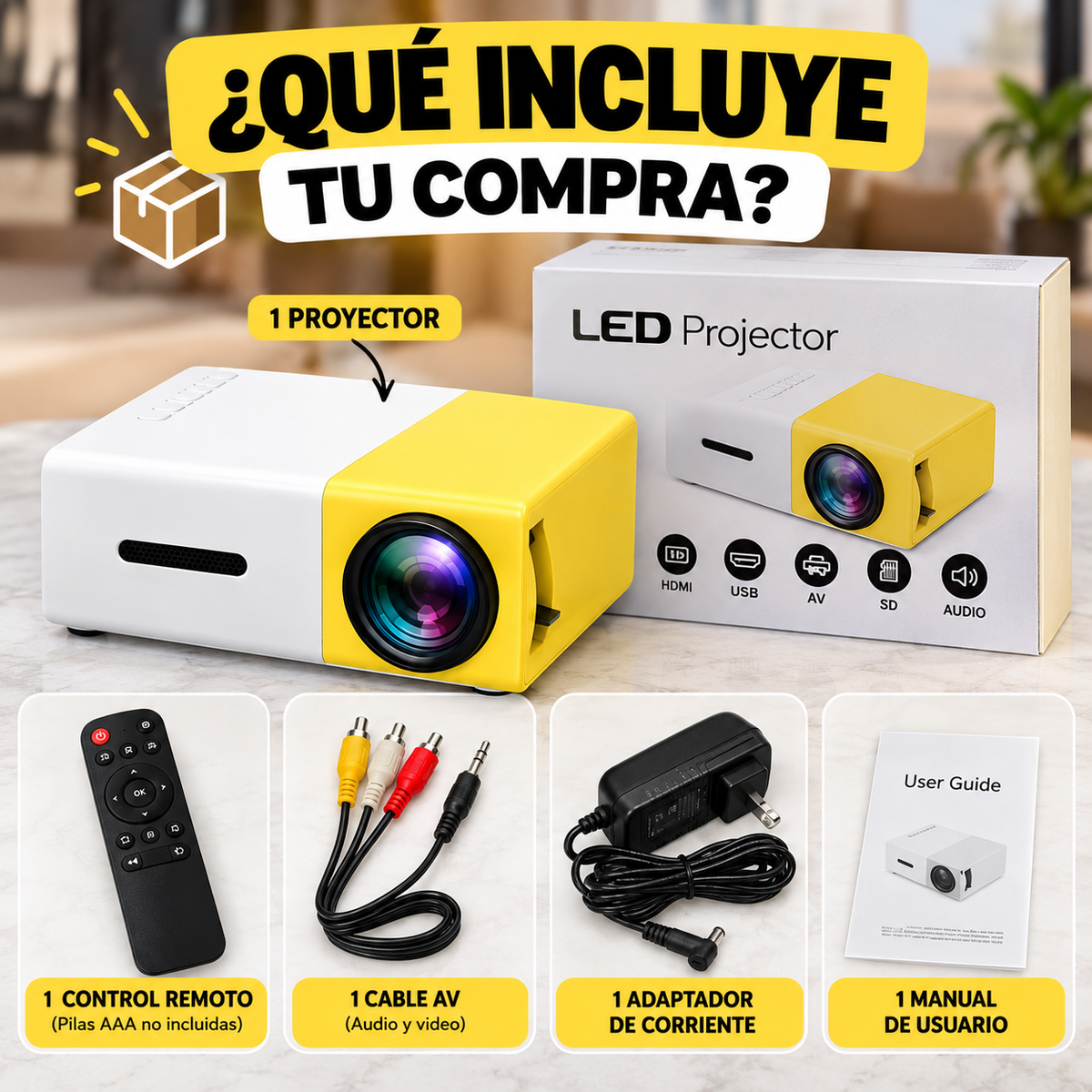 Mini Proyector LED Portátil HD | Convierte Cualquier Espacio en tu Propio Cine en Casa