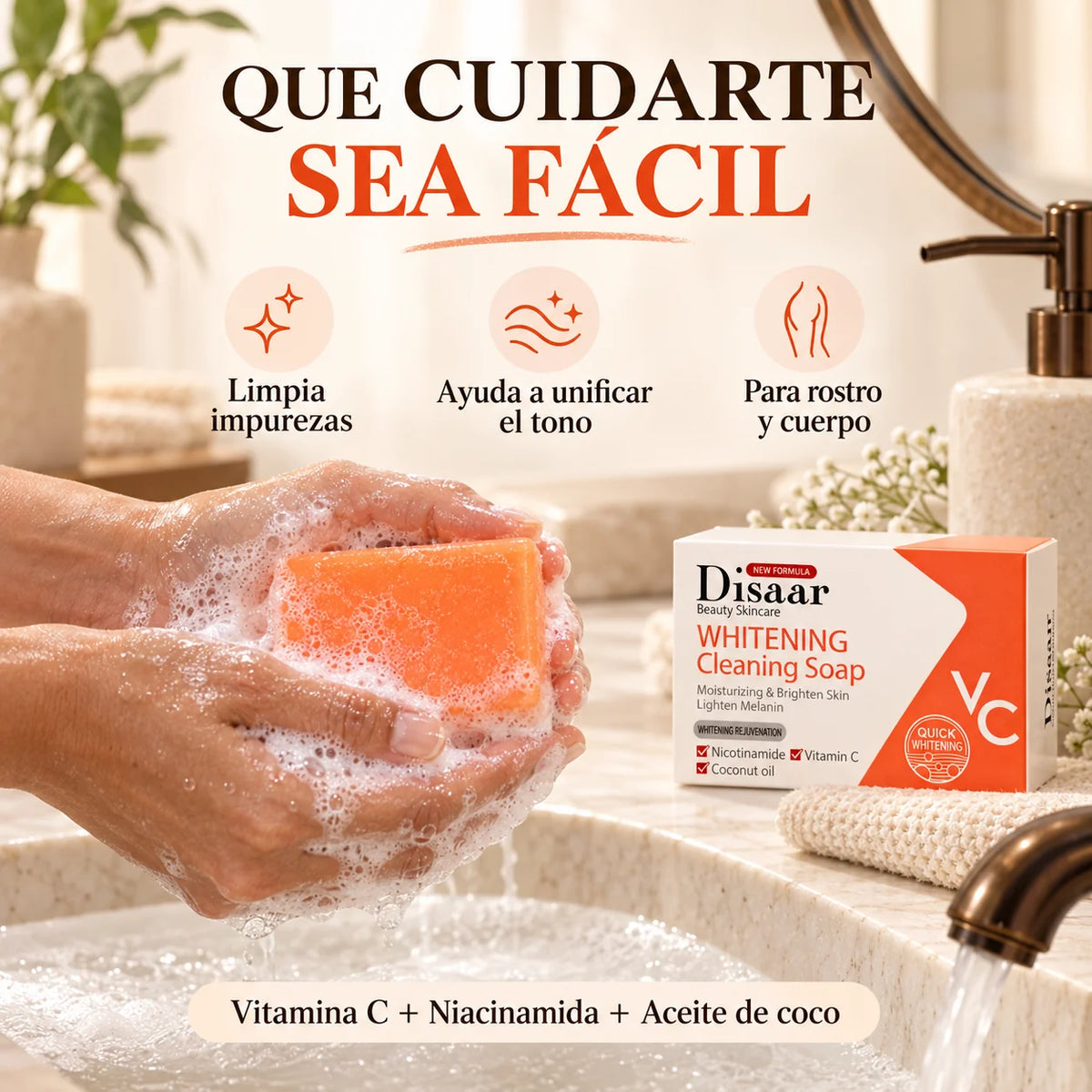 Disaar – Jabón Aclarante con Vitamina C y Niacinamida