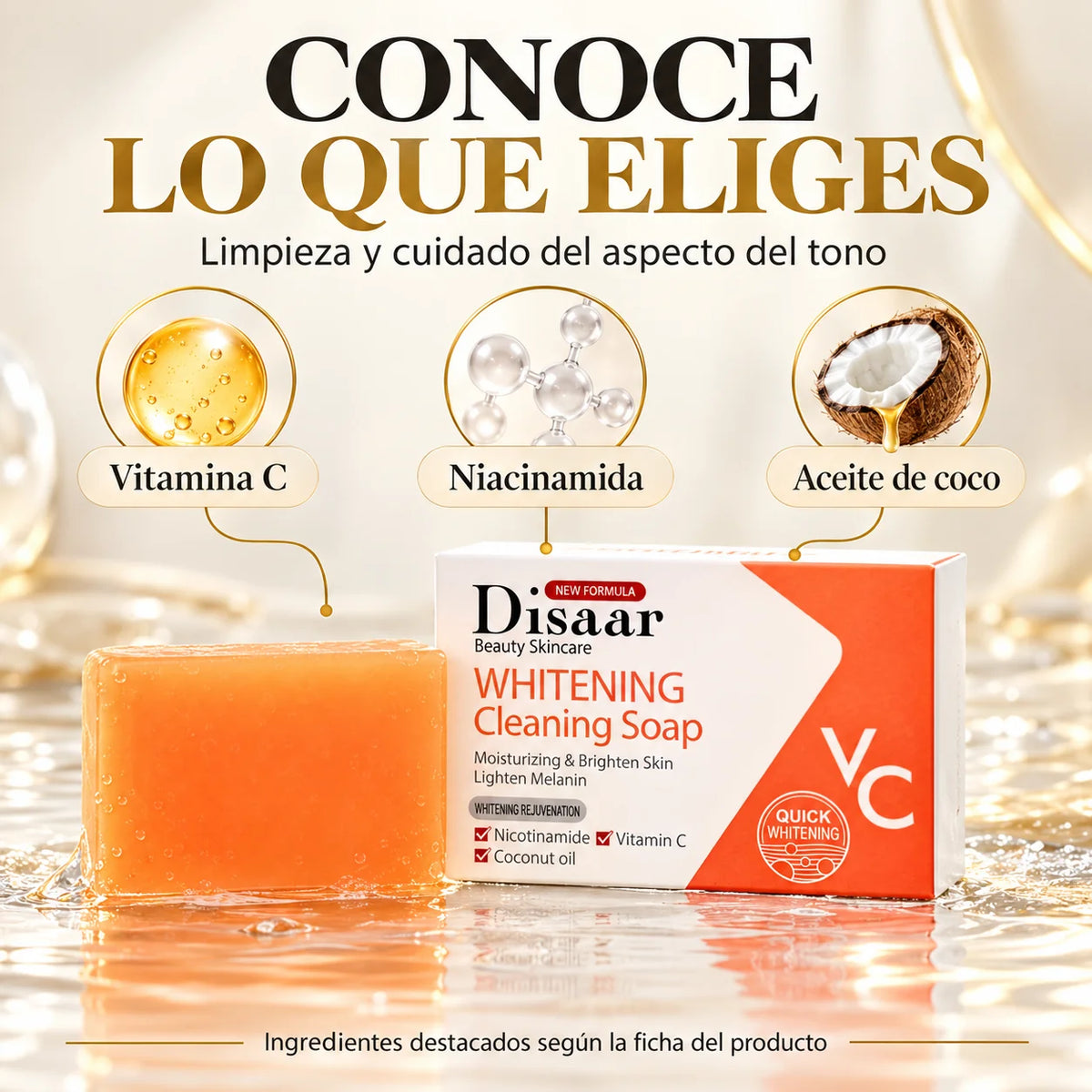 Disaar – Jabón Aclarante con Vitamina C y Niacinamida